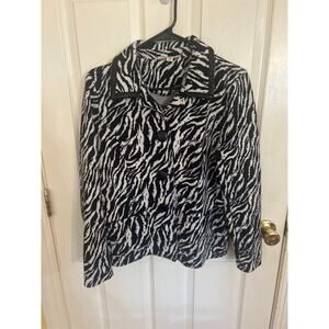 JM Collection Black & White Animal Print Jacket Blazer Size Medium